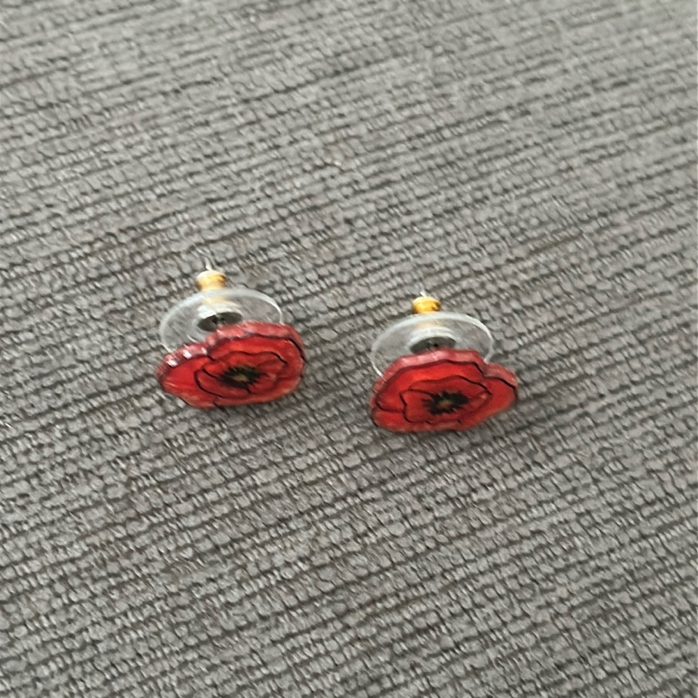 Artisan Red Poppy Earrings